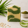 Handcrafted Aloe & Plantain Soap by Bubble Clinic made with aloe vera, plantain infused olive oil, grass-fed beef tallow and colloidal oatmeal. Australian made. 
