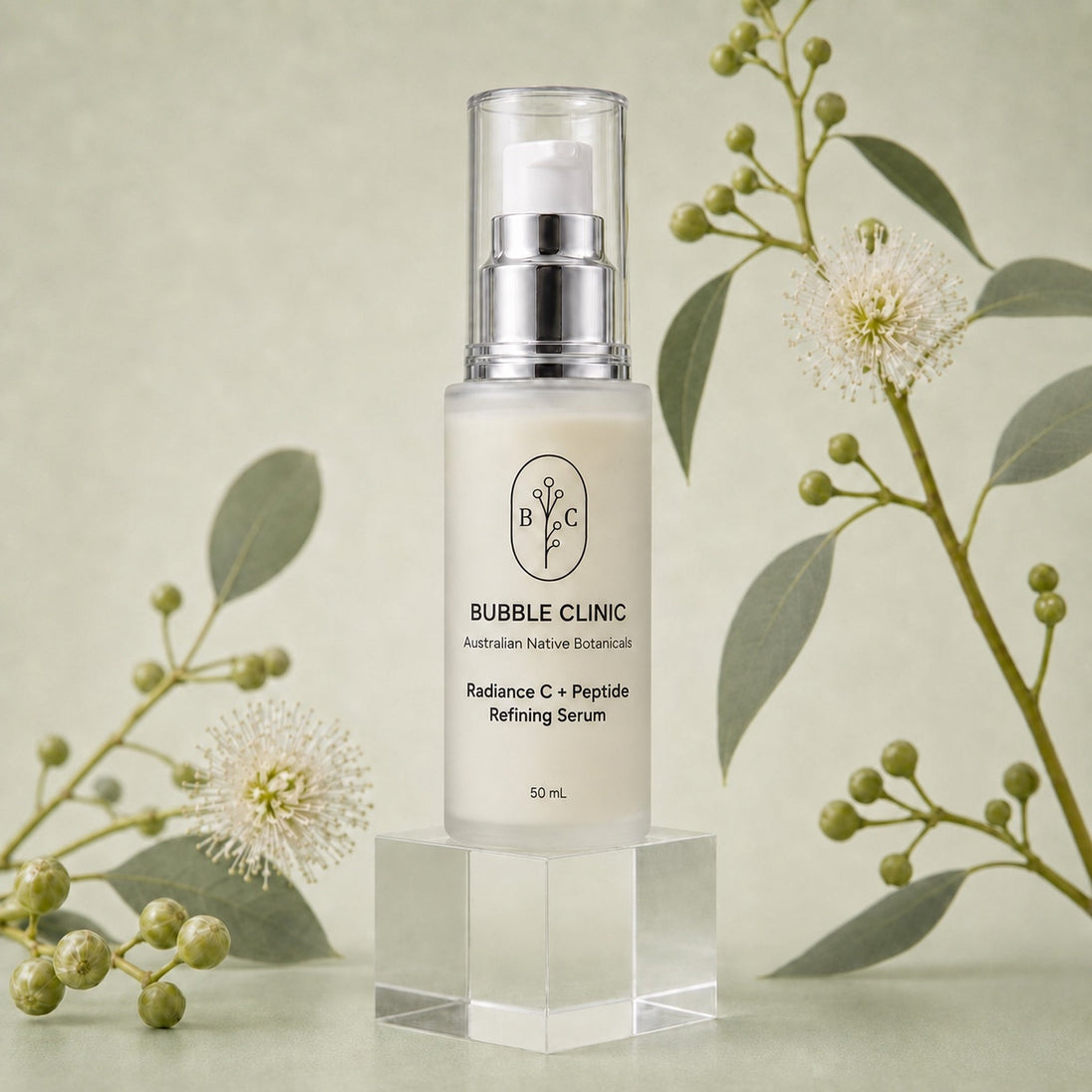 Bubble Clinic Radiance C + Peptide Refining Serum 50 mL vitamin C serum with Australian native botanical styling
