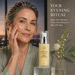 Woman applying Bubble Clinic Retinol Tri-Active Night Serum in an evening skincare routine after cleansing and before moisturiser
