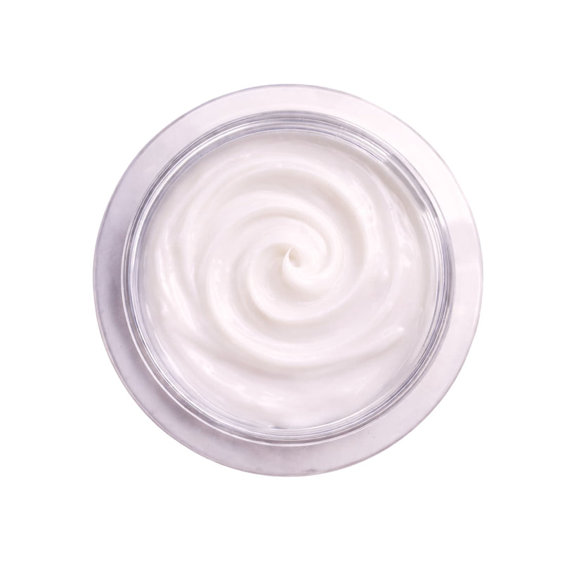 Open jar of Bubble Clinic Rose Keratin Rice Water Biotin Hair Mask on a white background.