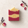 Rose and lavender soap bar with Bulgarian rose petals and lavender sprigs