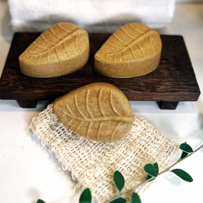 Top view of Emu Oil Sulphur and MSM soap with herbal botanical styling