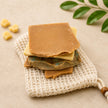 Irregular emu oil sulphur soap ends on sisal pouch