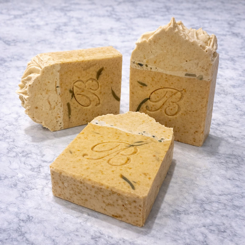 Three tangerine peach sulphur cleansing bars