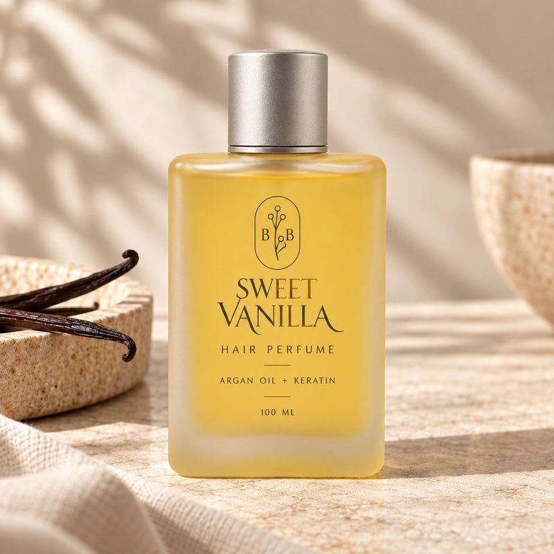 Sweet Vanilla hair perfume Australia with argan oil and keratin, 100 mL hair fragrance mist by Bubble Clinic