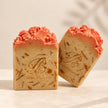 Tangerine peach sulphur and MSM soap two bar studio image with 10% volcanic sulphur handmade in Australia