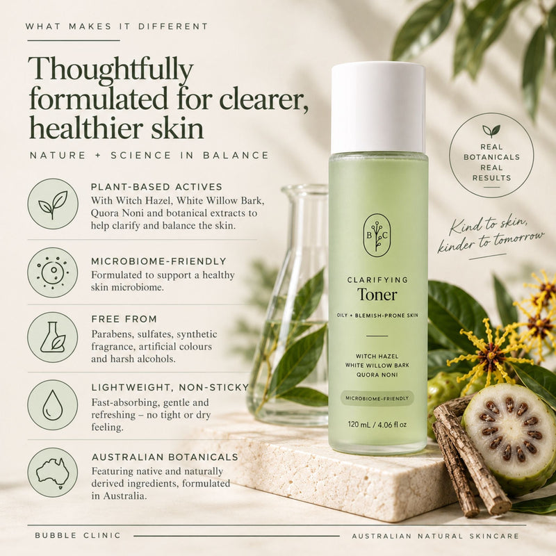 Formula clean skincare botanical ingredients clarifying face toner for oily and blemish-prone skin after cleansing