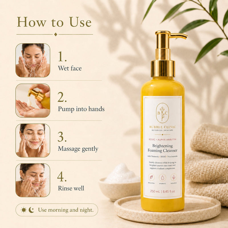 How to use turmeric face wash and kojic acid facial cleanser morning and night