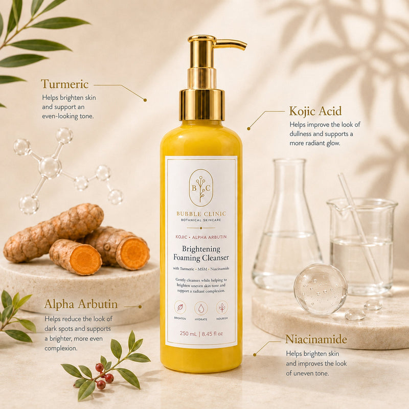 Turmeric kojic acid cleanser ingredients with alpha arbutin, niacinamide and ferulic acid