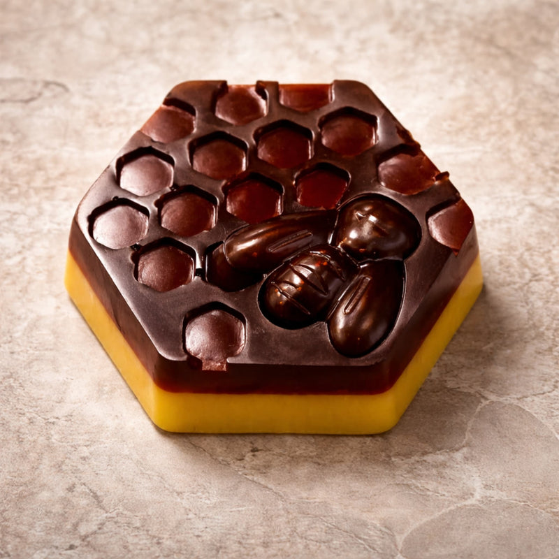 Two-tone honey turmeric and kojic acid artisan soap