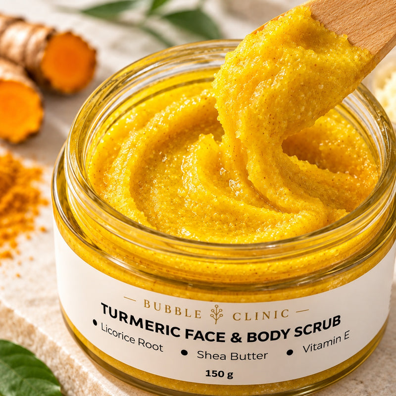 Turmeric sugar scrub texture close-up for face and body exfoliation Australia