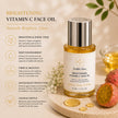Bubble Clinic antioxidant Vitamin C facial oil featuring tetrahexyldecyl ascorbate, rosehip oil, jojoba oil and prickly pear extract for luminous skin listed with benefits - brightens, nourishing, firming representing best natural Australian skincare.